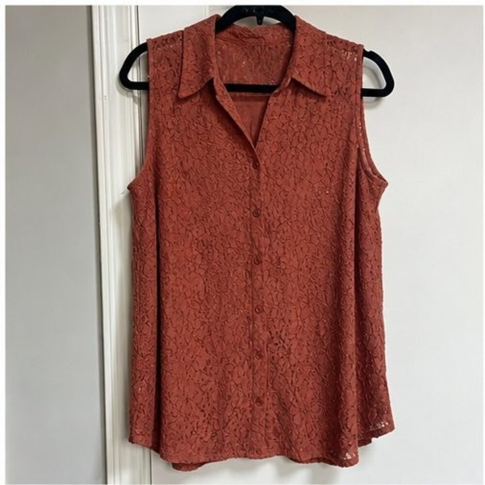 Rust Lace Trim Top